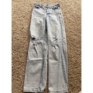 Wild Fable Highest Rise 90's Straight Light Wash Distressed Jeans Women's Size 0